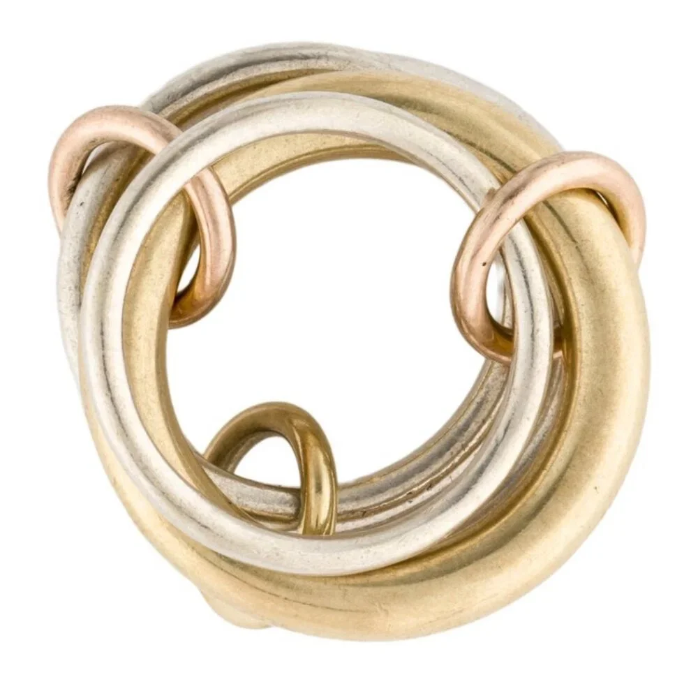 SPINELLI KILCOLLIN 18K 750 YELLOW GOLD & STERLING CICI NOIR 4 BAND STACKED RING - Picture 8 of 11